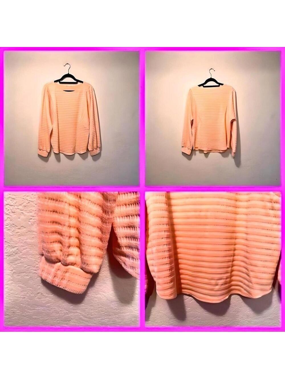 H&M Peach Textured Sweater Top Soft Lightweight Pullover Size M - Picture 2 of 7
